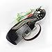 Greenery Luxury Delicate Natural Black Buffalo Horn Hair Comb Handcraft with Phoenix Carvings Handle, Nice Christmas Gift