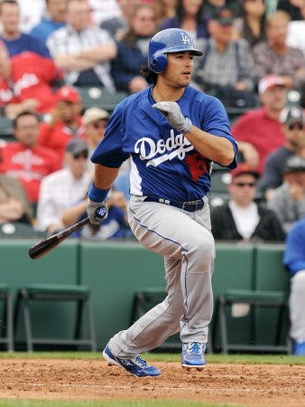 Los Angeles Dodgers v Los Angeles Angels of Anaheim, TEMPE, AZ - FEBRUARY 26: Andre Ethier Photographic Poster Print by Norm Hall, 12x16