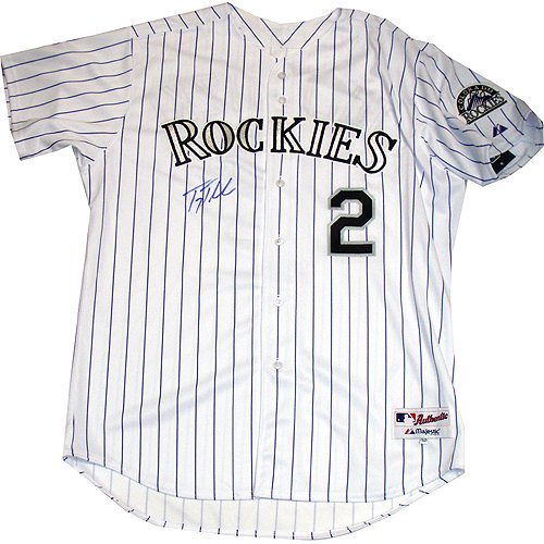 Steiner Sports MLB Colorado Rockies Rookie of the Year Tulowitzki Authentic White Pinstripe Jersey (Signed on the Front)