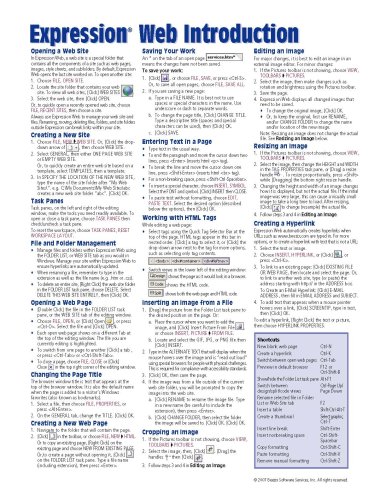 Expression Web Introduction Quick Reference (Cheat Sheet of Instructions, Tips & Shortcuts - Laminated)