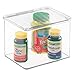 InterDesign Clarity Storage Box Organizer for Vitamins, Medicine, Medical, Dental Supplies with Lid, 2.2 quarts, Clear