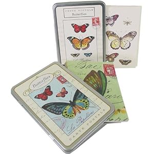 Butterflies Cavallini Vintage Carte Postale tin of 18 (9 designs) assorted postcards
