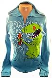 Rugrats Ladies Hoodie Sweatshirt - Reptar the Dinosaur Nom Nom" on Baby Blue (Nickelodeon)"