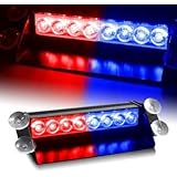 ZHOL&reg; 8 LED Visor Dashboard Emergency Strobe Lights Blue/Red