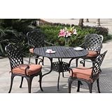 Darlee Del Mar Cast Aluminum Outdoor Patio Dining Set - 5 Piece Set With Cushions - Antique Bronze