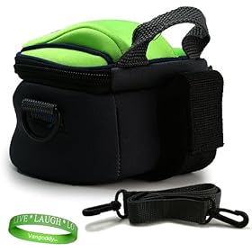 Quality Sage Green Camcorder Sanyo VPC-FH1A Bag Case for Sanyo VPC-FH1A Full HD Video and 8 MP Digital Photos + Vangoddy Live * Laugh * Love Wrist Band!!! ( Camcorder bag only , Sanyo Not included )