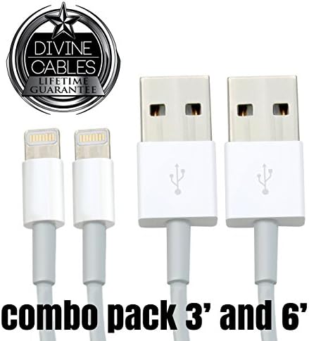 Iphone Charging Cable for Apple Iphone 5/5s/5c/6/6 Plus, Ipad Mini, I Pad Air, Ipod Nano and Ipod Touch. Lighting Cable (Compatible with Ios 8) Lifetime Guarantee When You Buy From Divine Cables. (White 6 Inch)