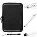 Black Smooth Carbon Fiber Durable Slim Protective Eva Storage Cover Cube Carrying Case with Mesh Pocket For Amazon Kindle Fire Full Color 7" Multi-touch Display, Wi-Fi (Newest Tablet) + Includes an eBigValue Determination Hand Strap Key Chain + Includes a 3 in 1 Capacitive Stylus Pen / Laser Pointer / LED Light