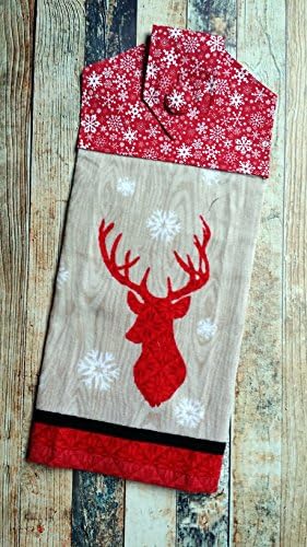 Deer Silhouette Winter Plush Fabric Topped Hanging Towel Perfect for Kitchen or Bathroom