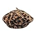 Sunflyfashion szzoqdz Women French Style Vintage Leopard Print Wool Soft Winter Warm Beret Beanie Hat (Khaki)