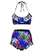 Hilor Women's Floral Halter Bikini Top with High-Waisted Bikini Bottom Ruffle Two Piece Swimsuit Bikini Set