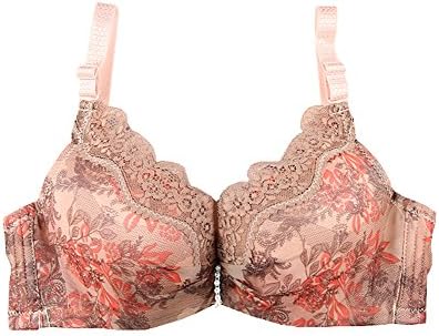 Promithi Classic Embroidered Lace Underwire Gather Bra Sexy Underwear (32A, pink)