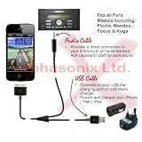 iPhone 3.5mm Audio and USB Cable - Delivered Free by Amazon - 115cm 3-in-1 Apple Dock Connector to 3.5mm Audio AUX and USB Cable - Charge/Play/Sync at the same time. Compatible with all models of iPod, iPhone and iPad including iPad 2 and iPhone 4. Enable