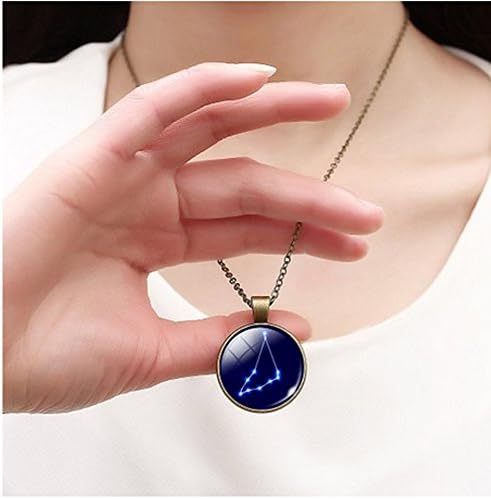 Amstyle Unisex Woman/Man Fashion Chain Mixed Style Alloy Bronze Necklace Star Time Gemstone Constellation Pendant IB1122 -Capricorn