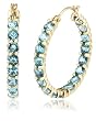 14k Yellow Gold Blue Topaz Hoop Earrings