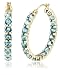 14k Yellow Gold Blue Topaz Hoop Earrings