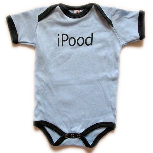 iPood - Silly Baby Onesie, Cotton, Made in Canada, Baby Blue