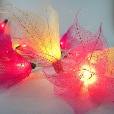 Best Deal Thai Vintage Handmade 20 Magenta Tone Bodhi Rose Leaves Flower Fairy Lights String Home Decor 3 5m Top Indoor String Lights