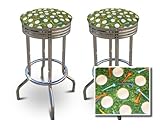 2 Golf Themed Fabric Specialty / Custom Barstools Set