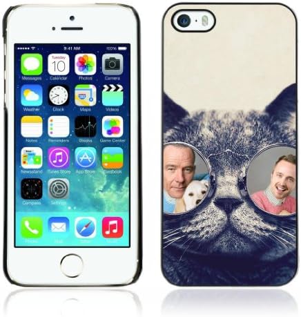 ARTCASES CollectionsTM Black Hard Back Case for Apple iPhone 5 & 5S ( Funny Glasses Cat Breaking Bad )