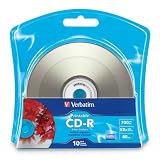 Verbatim 96933 700 MB 52x 80 Minute Silver Inkjet Printable Recordable Disc CD-R - 10-Disc Blister