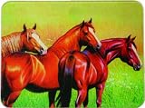 River's Edge Tempered Glass Cutting Board with Image of 3 Beautiful Horses Standing In Green Grassy Field (12 x 16-Inch)