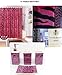 WPM 17 Piece Bath Accessory Set- Pink Zebra Shower Curtain with Decorative Rings + Bathroom Accessories Set