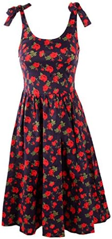 FavorGrace Girls' 50s Retro Shoulder with Bow Vintage Party Swing Dresses Black & Red 4XL