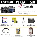 Canon VIXIA HF S10 Dual Flash Memory High Definition Camcorder With Ultimate Vixia Accessory Package Includes Protective UV Filter, 16GB Memory, Tripod, Case + More