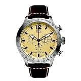 Nautica Men's N19564G BFD 101 Chronograph Mustard Dial Brown Leather Watch
