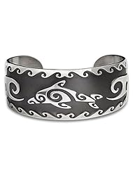 Sterling Silver Dolphin Wide Northwest Coast Native American Bracelet. Made in USA.