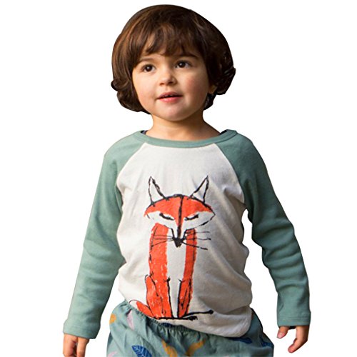 TIFENNY Cute Baby Kids Boys Girls Long Sleeve Fox Print T-Shirt Tops Outfits