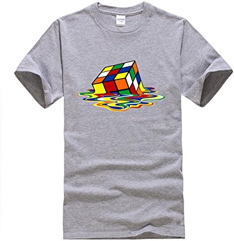 HanHent The Big Bang Theory Rubik Cube Melting Swag Funny O-neck T-shirts (Large, Gray)