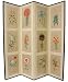 Floral Design Asian Art Room Divider - 6ft. 12 Flowers Japanese Folding Privacy Floor Screen - 4 Panels