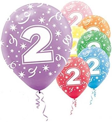 Multicolor 2ND Birthday Balloons 12in 15ct