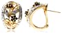 18k Yellow Gold Overlay Sterling Silver Sapphire and Diamond Accent Floral Earrings