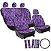 OxGord SCVE-Z1B-PP Purple & Black Zebra Car Cover Set (6pc)