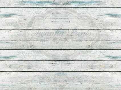 Swanky Prints OQ-BWUL-7SX1 4' x 4' Blue White Washed Wood Vinyl Photography Backdrop