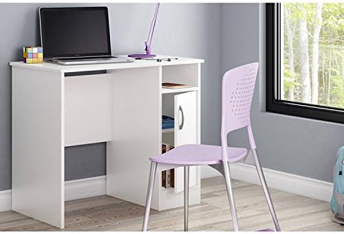 Sturdy Wooden Basics Small Work Desk, Space-Saving Multi-Storage with Large laptop/Computer area, Fits to Small Office/Room, Available in Multiple Finishes (30" Height x 35" Width x 19" Depth).