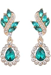 EleQueen Women's Austrian Crystal Art Deco Tear Drop Earrings