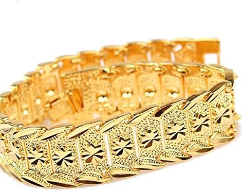 loyoe jewelryFashion Gold Filled Men's Bracelet Carving Wristband Never Fade and Anti-Allergic