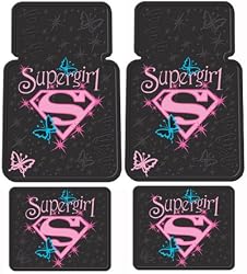 Supergirl DC Comics Stars & Butterflies 4 Pc Front & Rear Floor Mats Plus Bonus Matching Decal