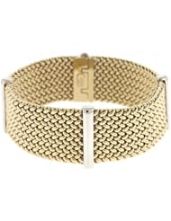 14KT Yellow & White Mesh Flat 21mm Bracelets Length = 7.5