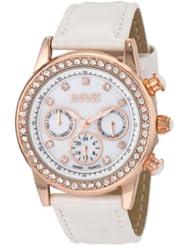 August Steiner Womens ASA818WT Swiss Quartz Multi-Function Dazzling Fashion Watch