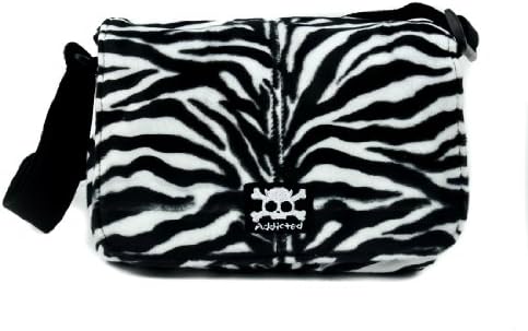Black & White Fuzzy Zebra Flap Shoulder Bag Animal Print Purse