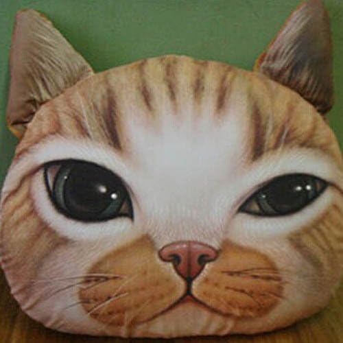 3D Effect Big Cat Face Decorative Cuddle Pillow Car Sofa Chair Back Home Decoration 3#