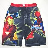 MARVEL(マーベル）SPIDERMAN(スパイダーマン)他アメリカンヒーロー・トランクス水着5才（ブラック×レッド） [Baby Product]