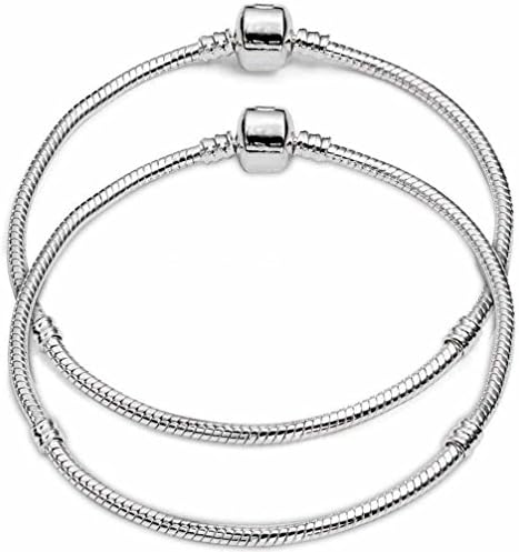 Silver Tone Snake Chain Bracelet Necklace for Beads Charms (6"-22" available )