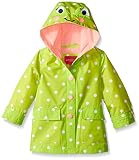 London Fog Toddler Girls Enhanced Radiance Frog Rain Slicker, Light Green, 3T