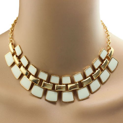 Nicerocker Hot Fashionable Hollow Out Enamel Punk Statement Alloy Necklaces ((White))